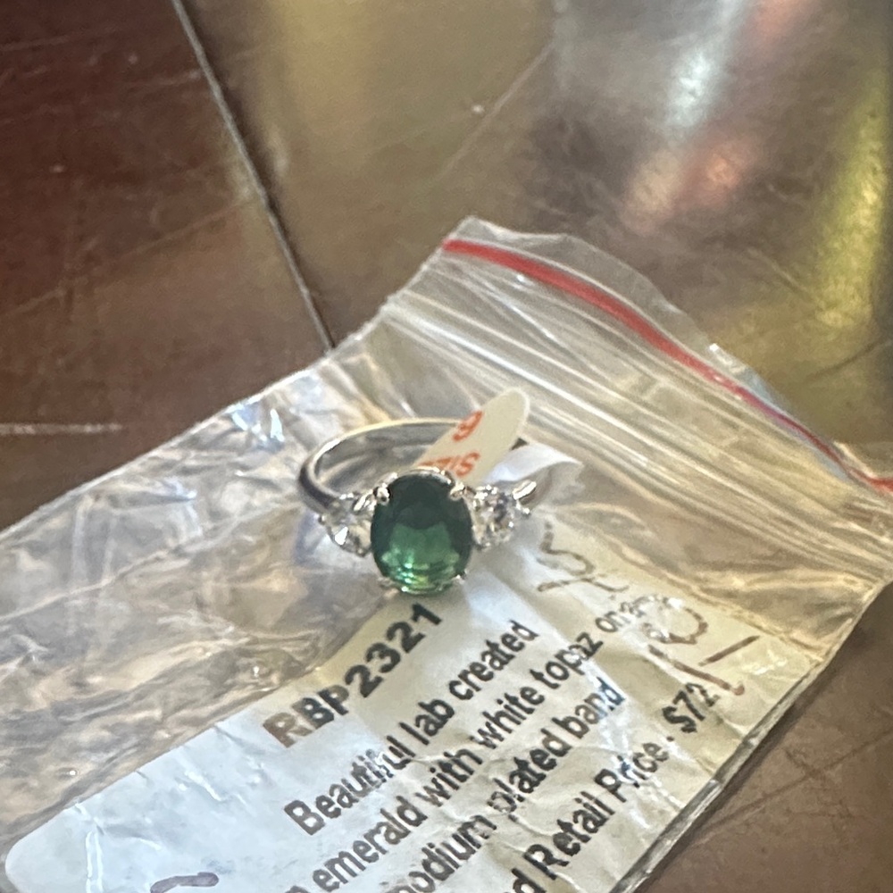 Bomb Party Emerald and White Topaz Ring